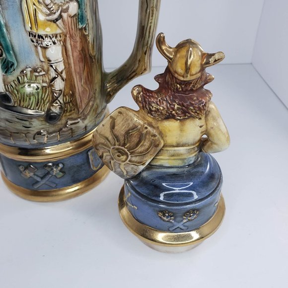 Vintage Viking Warrior Stein Valhalla Signed LM Hand Painted - Picture 5 of 16